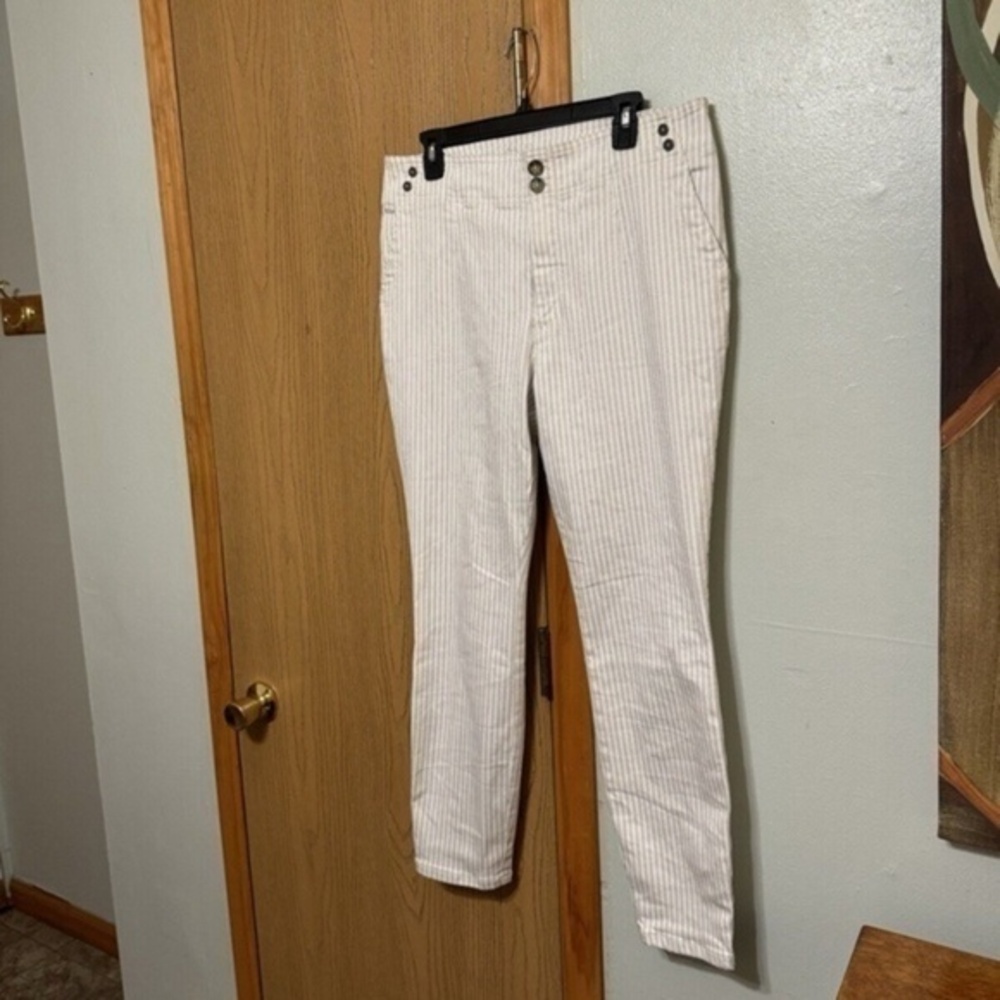 Pilcro & The Letterpress "High-Rise Skinny" Size 32 w/Pinstripes Ankle Jeans